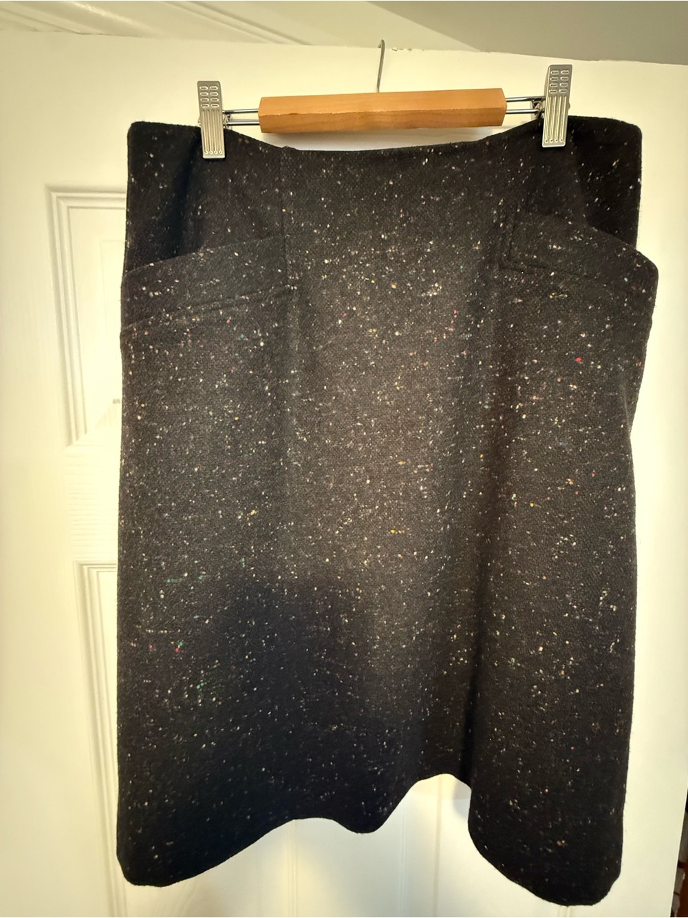 THEORY Wool Black Tweed Pocket A-Line Skirt